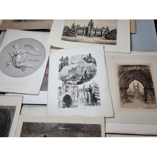 288 - Vintage folder  containing a large quantity of etchings and prints, along with original work inc Ric... 