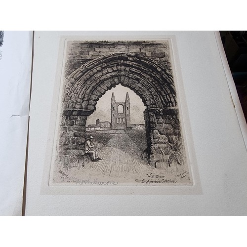 288 - Vintage folder  containing a large quantity of etchings and prints, along with original work inc Ric... 