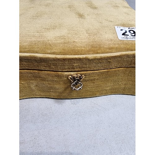 297 - A Pretty Green Velvet Jewellery Box in good order containing a small quantity of costume jewellery i... 