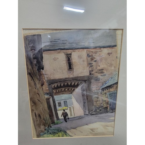 336 - Framed and glazed original watercolour by Nora Davison of an Eton street scene, along with a good vi... 