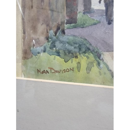 336 - Framed and glazed original watercolour by Nora Davison of an Eton street scene, along with a good vi... 