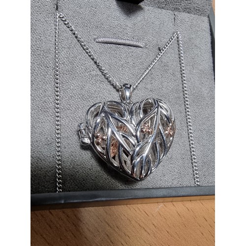 260 - Boxed Clogau 925 silver and Clogau gold debutante heart locket and chain with Clogau gold berries to... 