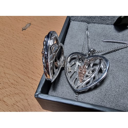 260 - Boxed Clogau 925 silver and Clogau gold debutante heart locket and chain with Clogau gold berries to... 