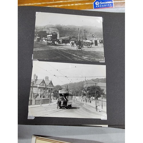 85 - Collection of vintage Tram related ephemera inc a folder containing black and white photos of trams,... 