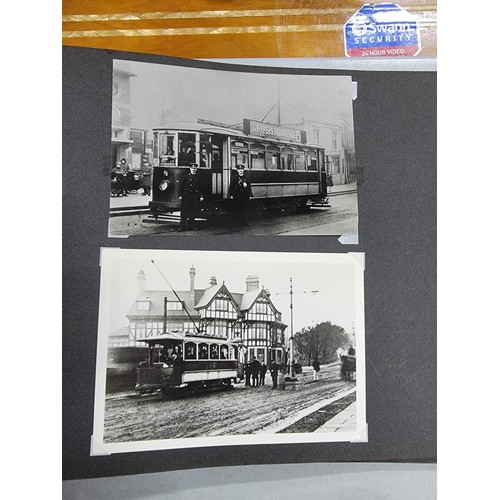 85 - Collection of vintage Tram related ephemera inc a folder containing black and white photos of trams,... 