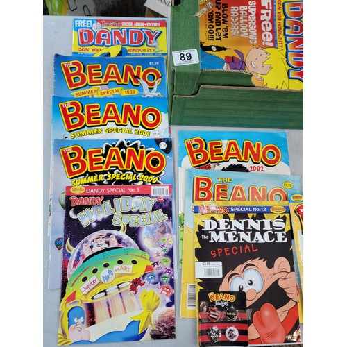 89 - Quantity of Dandy and Beano comics some still have original free gifts affixed, all dating from the ... 