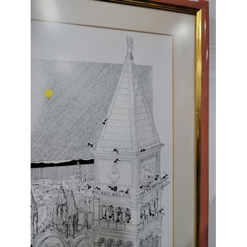 114 - Good quality framed and glazed Fabio Vettori print dated 1986 Tutti i diritti Reservati Venezia of a... 