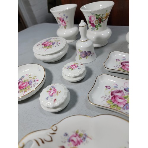 132 - 19x pieces of Coalport 'Shrewsbury' ceramics inc 4x vases, 5x lidded trinket boxes, 2x lidded pill b... 