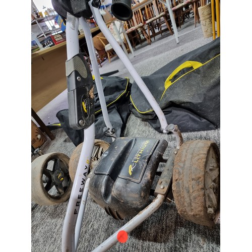 4 - 2x electric golf trolleys by powakaddy for spares or repairs. 1 includes its lithium battery, and ch... 