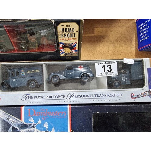 13 - 5x model diecast vehicle limited edition box sets all military related and all by Lledo to include t... 