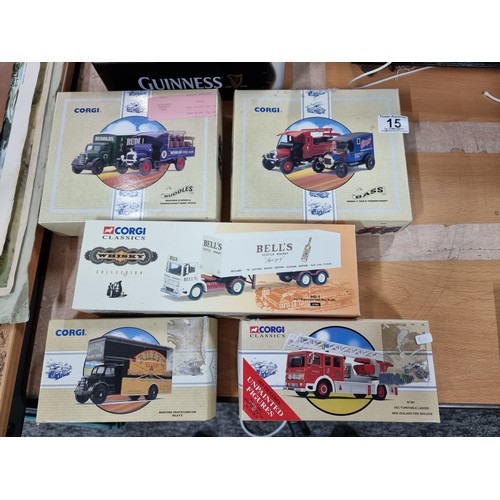 15 - A collection of 5x good quality Corgi diecast model vehicles to include a Whisky collection Bell's S... 