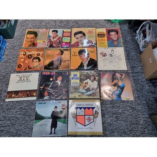 21 - A collection of 14x LP vinyl records to include 7x vintage Elvis records, The Who, Elton john, Simpl... 