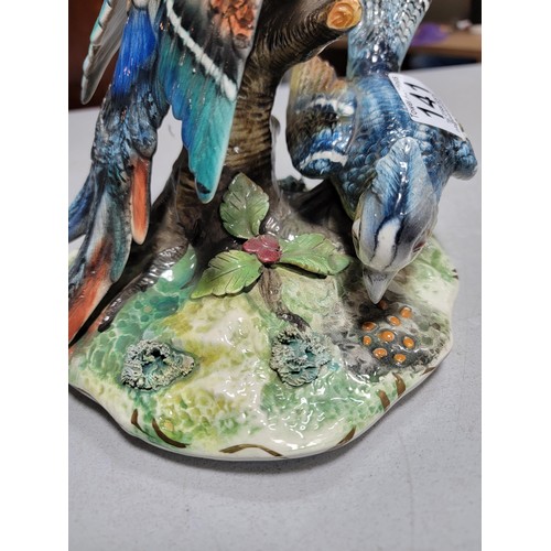 141 - Good impressive figurine of a pair of colourful birds by Mottahedeh, Italy in good order stands at 2... 