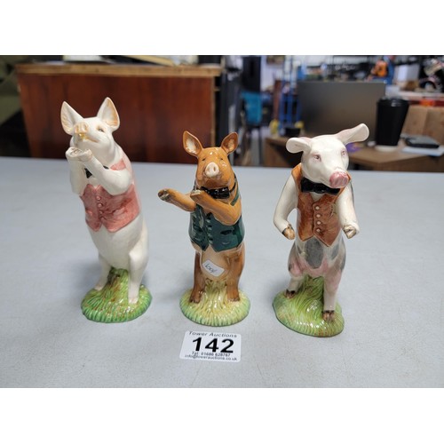 142 - Collection of 3x ceramic pigs wearing waistcoats by Beswick all are named, David, Richard and Matthe... 