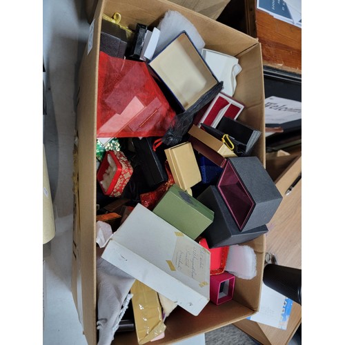 152 - 2x boxes containing a very large quantity of empty ring boxes, necklace boxes, jewellery pouches and... 