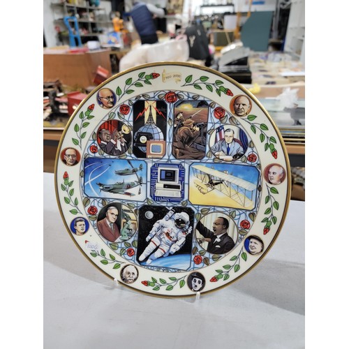 297 - 2x display plates one of Diana, the other celebrating the Millennium along with a hand painted plate... 