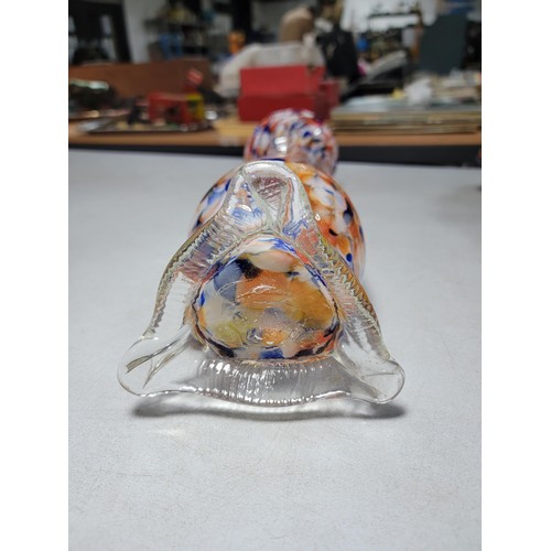 301 - Very good quality glass multi coloured Kralik Millefiori iridized knuckle bowl along with a tall Mur... 