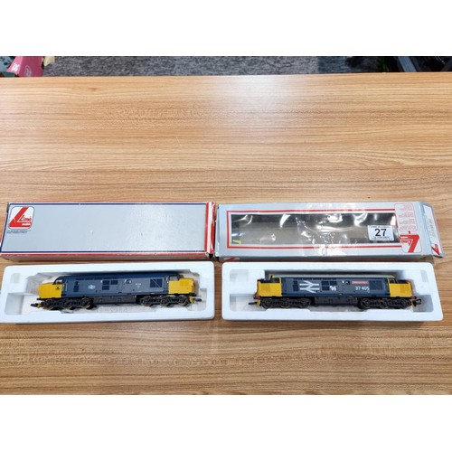 27 - 2x boxed Lima Italy Diesel locomotives, one is numbered 37112 (highland rail) and the other is 37405... 