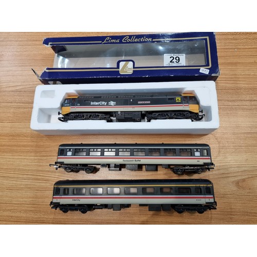 29 - A Lina Italy OO gauge intercity 47613 North Star locomotive, boxed, along with 2 Lima Italy passenge... 