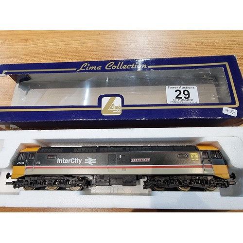 29 - A Lina Italy OO gauge intercity 47613 North Star locomotive, boxed, along with 2 Lima Italy passenge... 