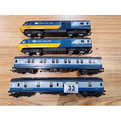 33 - A Hornby OO gauge intercity 125 train set to include a power loco, a dummy loco and 2x intercity sle... 