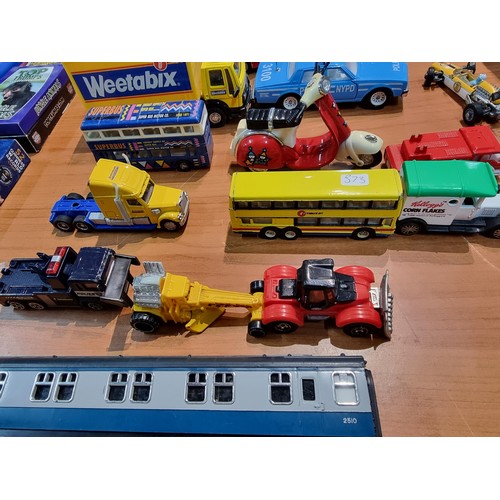 35 - A collection of 15x diecast model vehicles to include 2x Corgi Eddie Stobart lorries, a diecast scoo... 