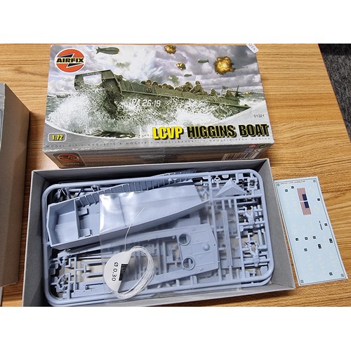 61 - 2 boxed unused model kits to include an Airfix LCVP Higgins boat along with a Tamiya Thunder Jet Rep... 