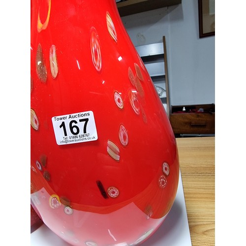 167 - 2x good quality vintage genuine Murano Italy art glass vases to include a large impressive red glass... 