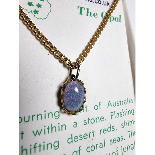 182 - A bundle of 3 pairs of 925 silver earrings and a gold plated opal pendant and chain to include an op... 