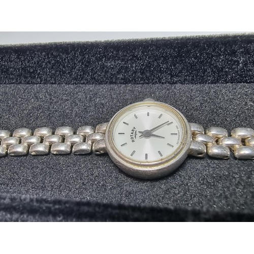 187 - A 925 silver ladies rotary watch having a 925 silver case and strap, in good condition just requires... 