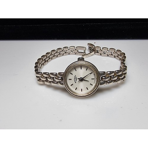 187 - A 925 silver ladies rotary watch having a 925 silver case and strap, in good condition just requires... 