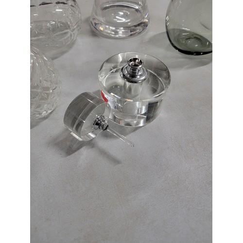 307 - 6x decanters inc ship's decanter cut glass crystal decanters along with 2x scent bottles