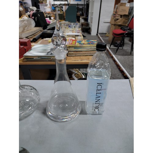 307 - 6x decanters inc ship's decanter cut glass crystal decanters along with 2x scent bottles