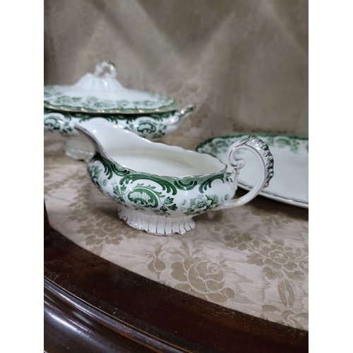 308 - 26x piece part dinner set by Ballarat in a green flora pattern, dinner plates, salad plates, meat pl... 