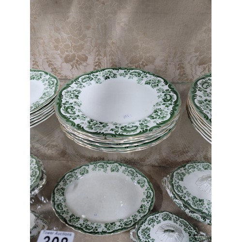 308 - 26x piece part dinner set by Ballarat in a green flora pattern, dinner plates, salad plates, meat pl... 