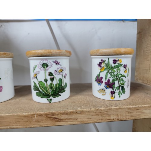 316 - 6x Botanic Garden Port Meirion storage jars all with wooden lids,