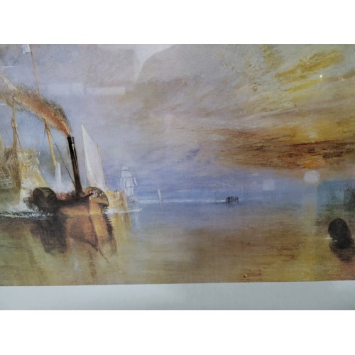 319 - Turner print The fighting Temeraire along with a black and white print of caernarvon castle height 6... 