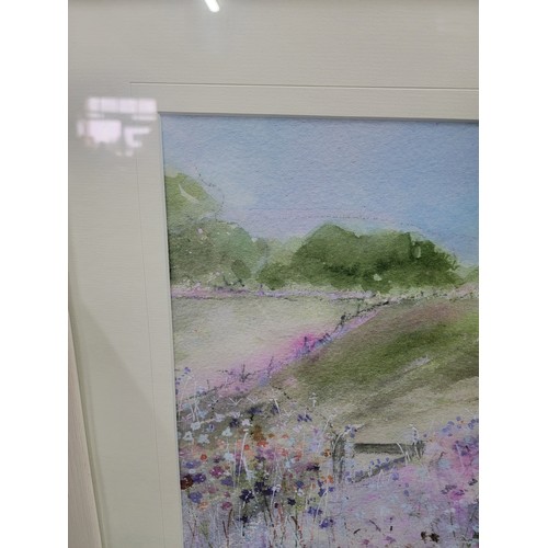 320 - 3x framed and glazed prints inc a signed print of a hare, an embroidered picture of flowers, and a S... 