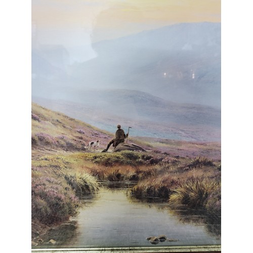 326 - 2x pictures inc a framed and glazed Rex Preston landscape print along with a vintage oil on canvas l... 