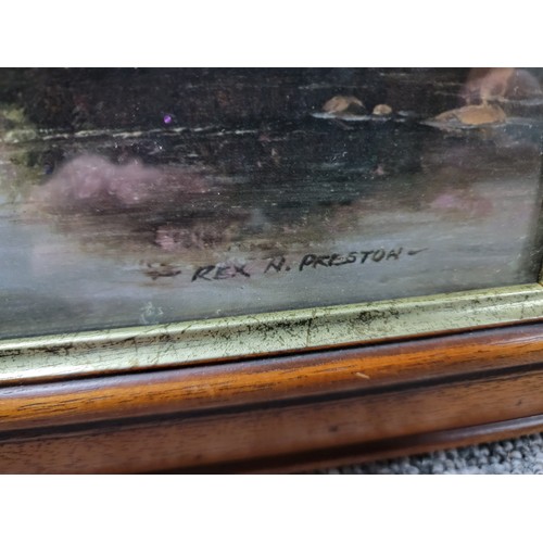 326 - 2x pictures inc a framed and glazed Rex Preston landscape print along with a vintage oil on canvas l... 