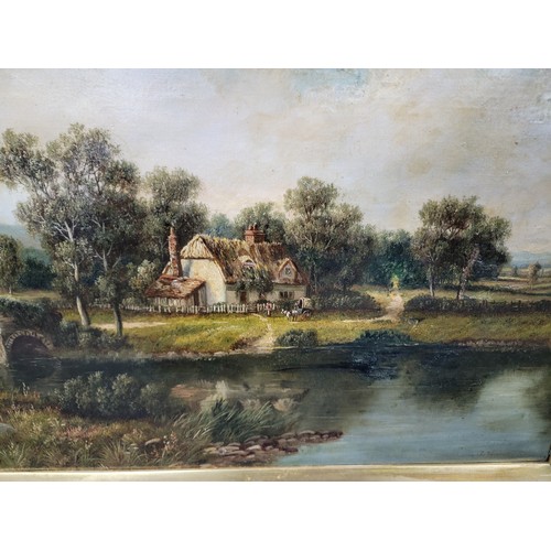 326 - 2x pictures inc a framed and glazed Rex Preston landscape print along with a vintage oil on canvas l... 