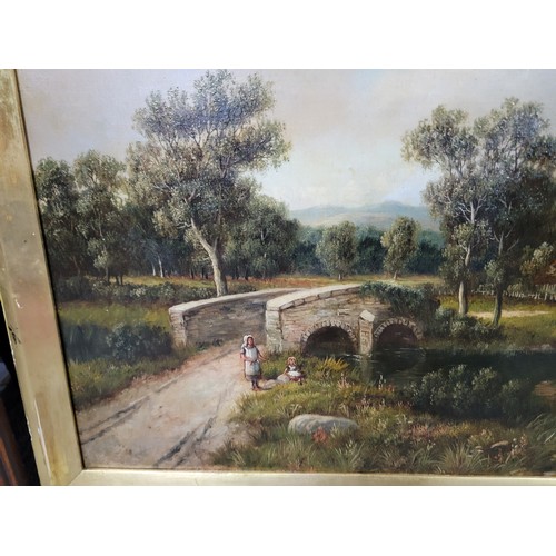 326 - 2x pictures inc a framed and glazed Rex Preston landscape print along with a vintage oil on canvas l... 