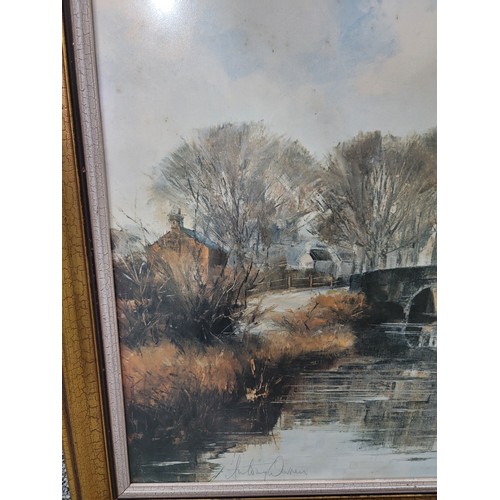 330 - Framed and glazed print of a canal scene Grindley brook bridge near Whitchurch by Antony Warren hand... 