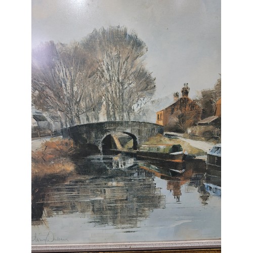 330 - Framed and glazed print of a canal scene Grindley brook bridge near Whitchurch by Antony Warren hand... 