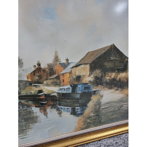 330 - Framed and glazed print of a canal scene Grindley brook bridge near Whitchurch by Antony Warren hand... 