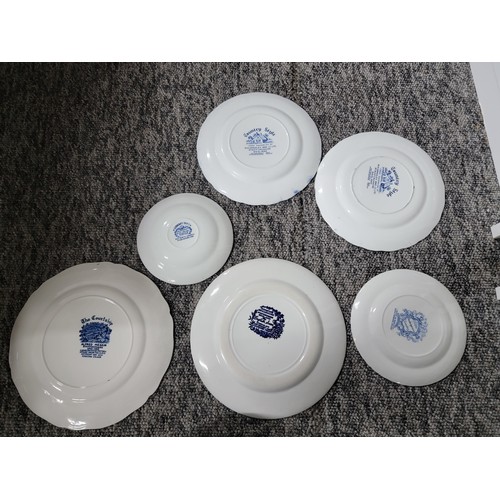 349 - Large collection of approx 60 pieces of blue and white pottery inc cups, saucers, side plates, platt... 