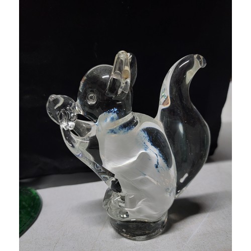 351 - Quantity of good quality art glass inc a heron ware  colourful pear, large colourful angle fish, gir... 