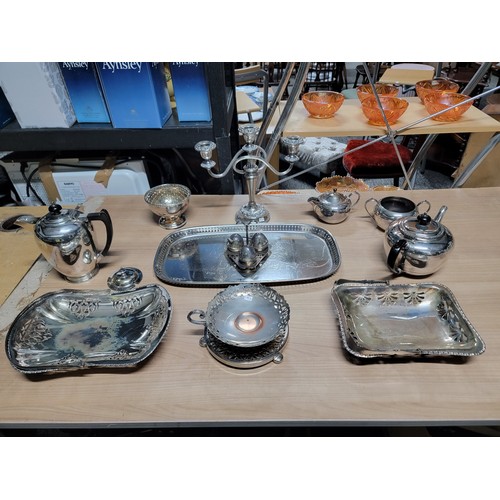 362 - Quantity of silver plated ware inc a part tea set by Frank Cobb, plated tea tray from Sweden, plated... 