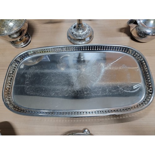 362 - Quantity of silver plated ware inc a part tea set by Frank Cobb, plated tea tray from Sweden, plated... 