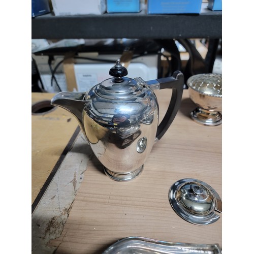 362 - Quantity of silver plated ware inc a part tea set by Frank Cobb, plated tea tray from Sweden, plated... 